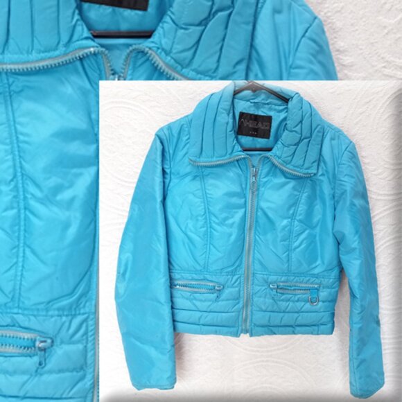 Vintage 80's Puffer Ski Jacket Turquoise HEAD Size S (T-377) - Picture 1 of 9